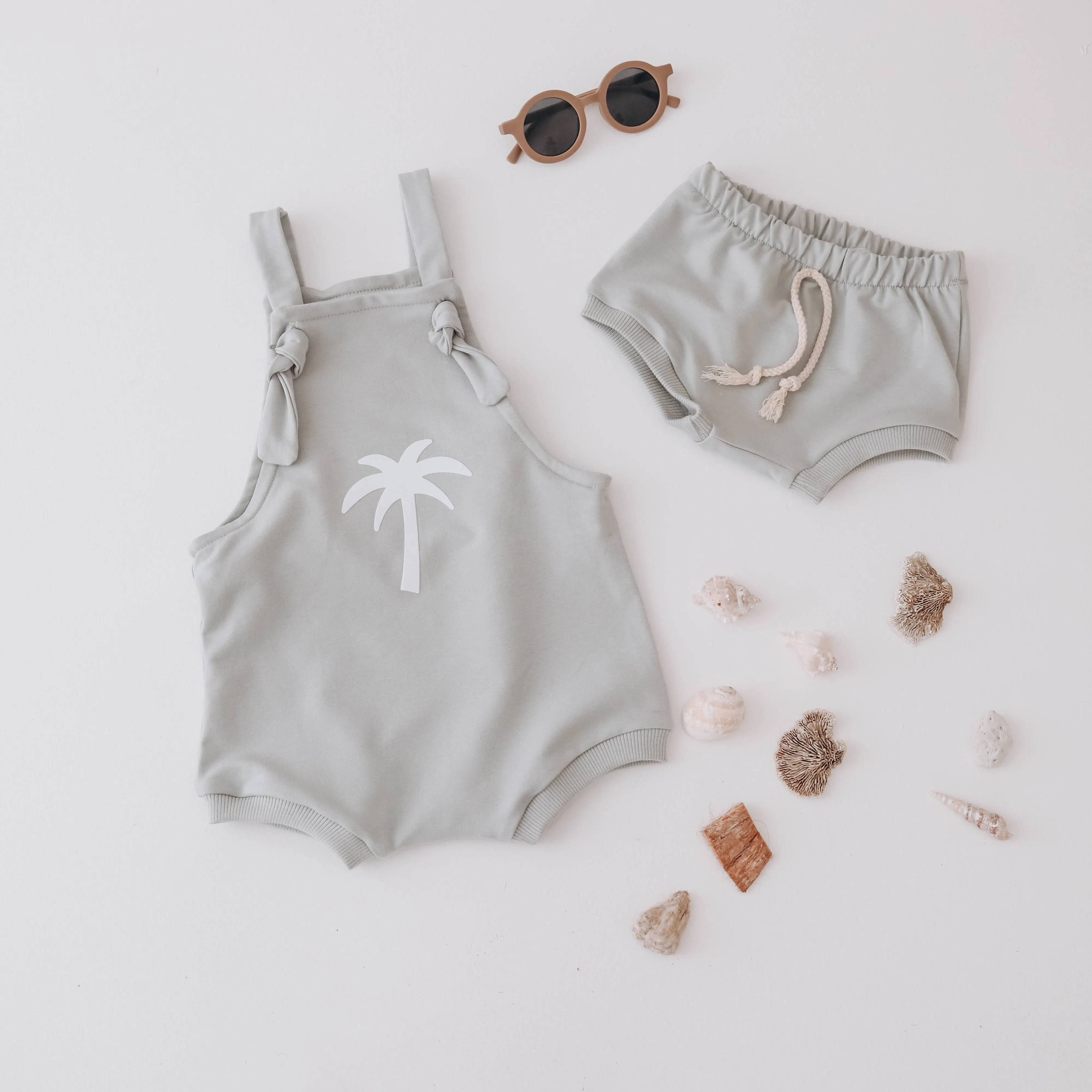 PALM Tree Stone bummie romper