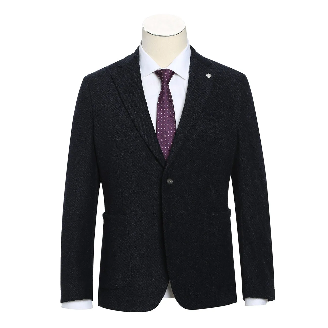 Pellagio Black Slim Fit Half Canvas Sports Coat PF22-1