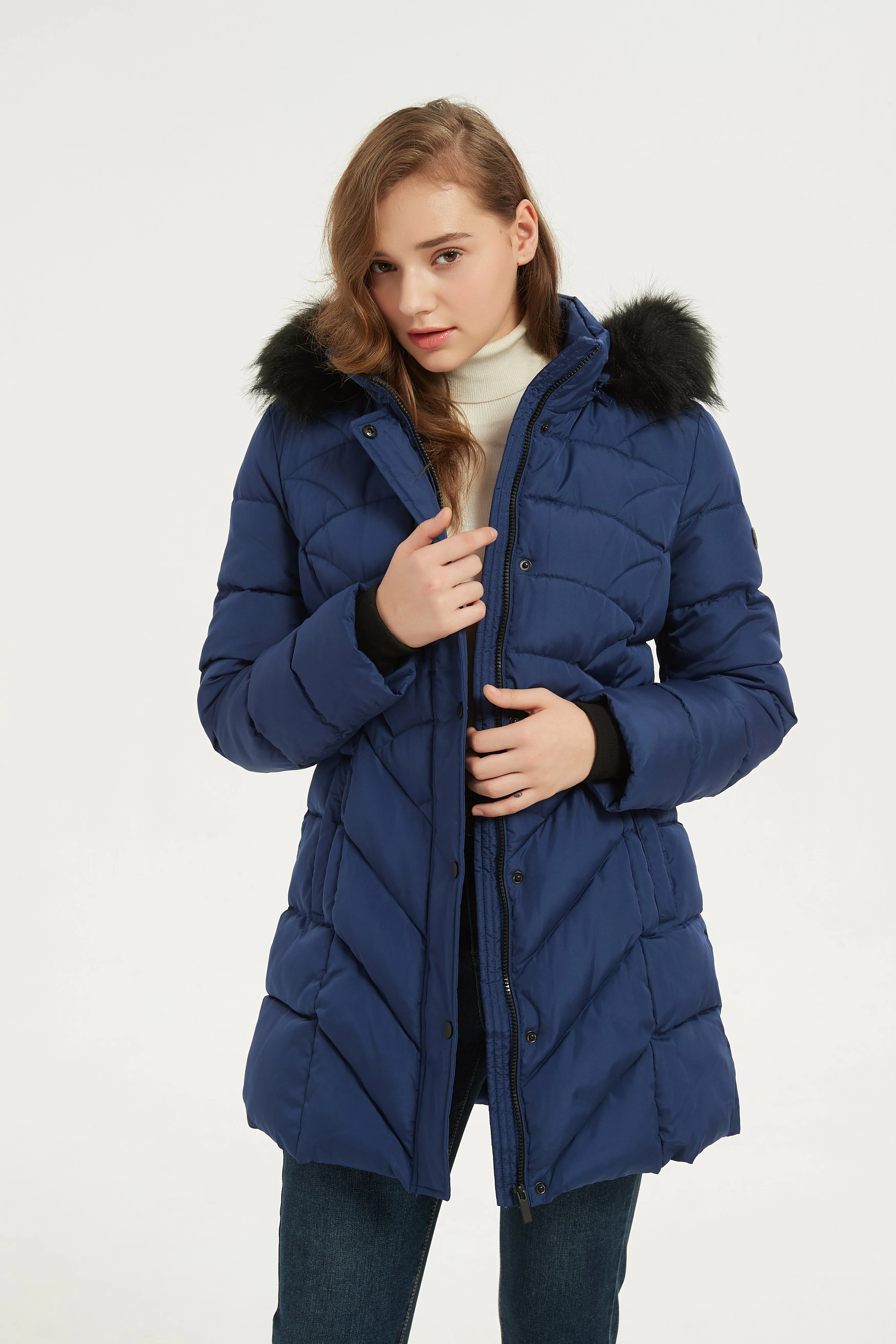 Quilted Puffer Coat & Jacket with faux fur hood