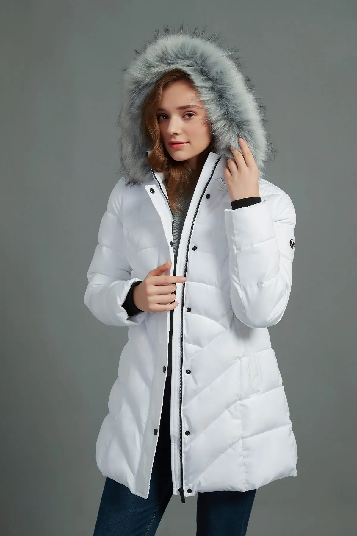 Quilted Puffer Coat & Jacket with faux fur hood