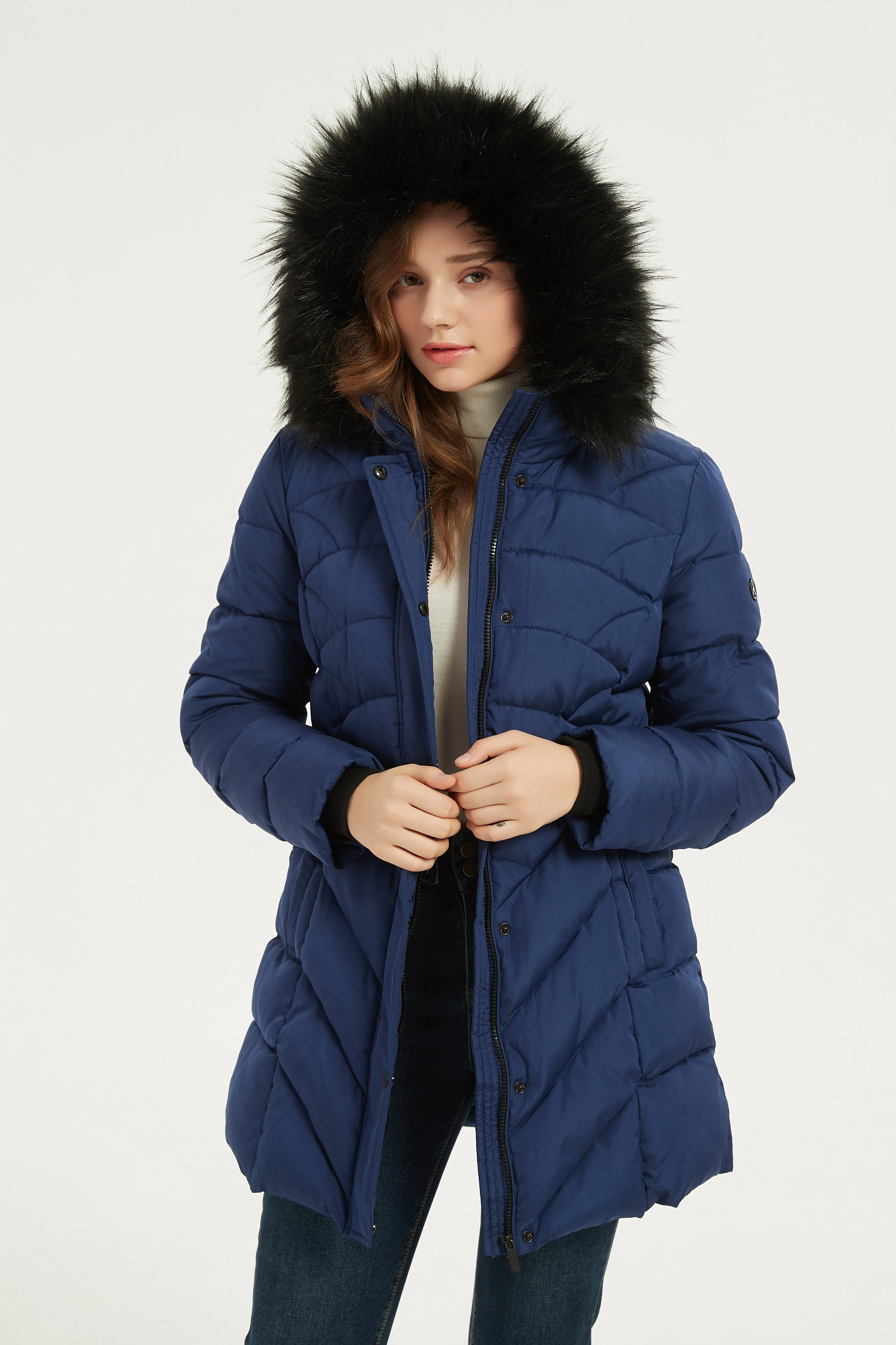 Quilted Puffer Coat & Jacket with faux fur hood