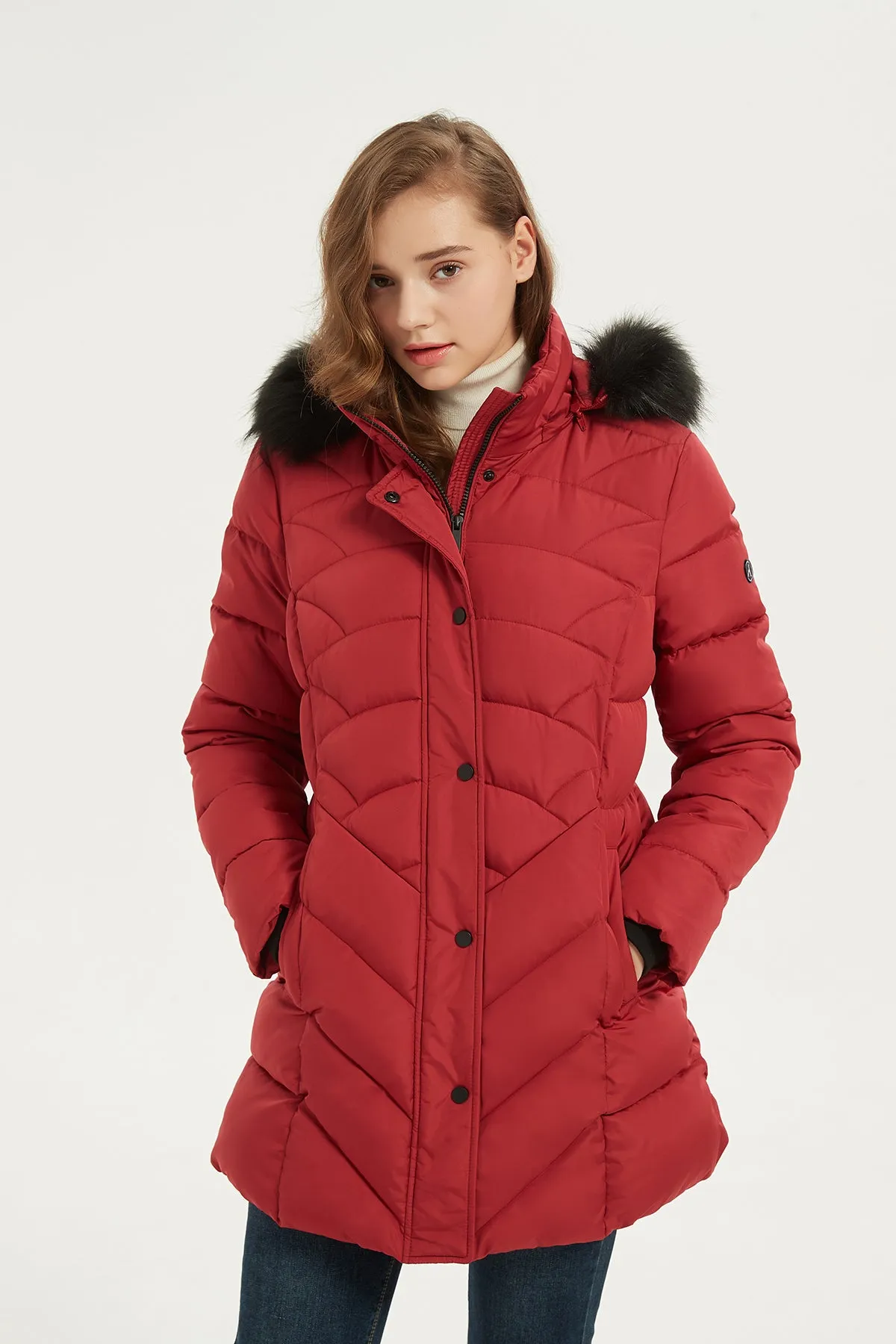 Quilted Puffer Coat & Jacket with faux fur hood