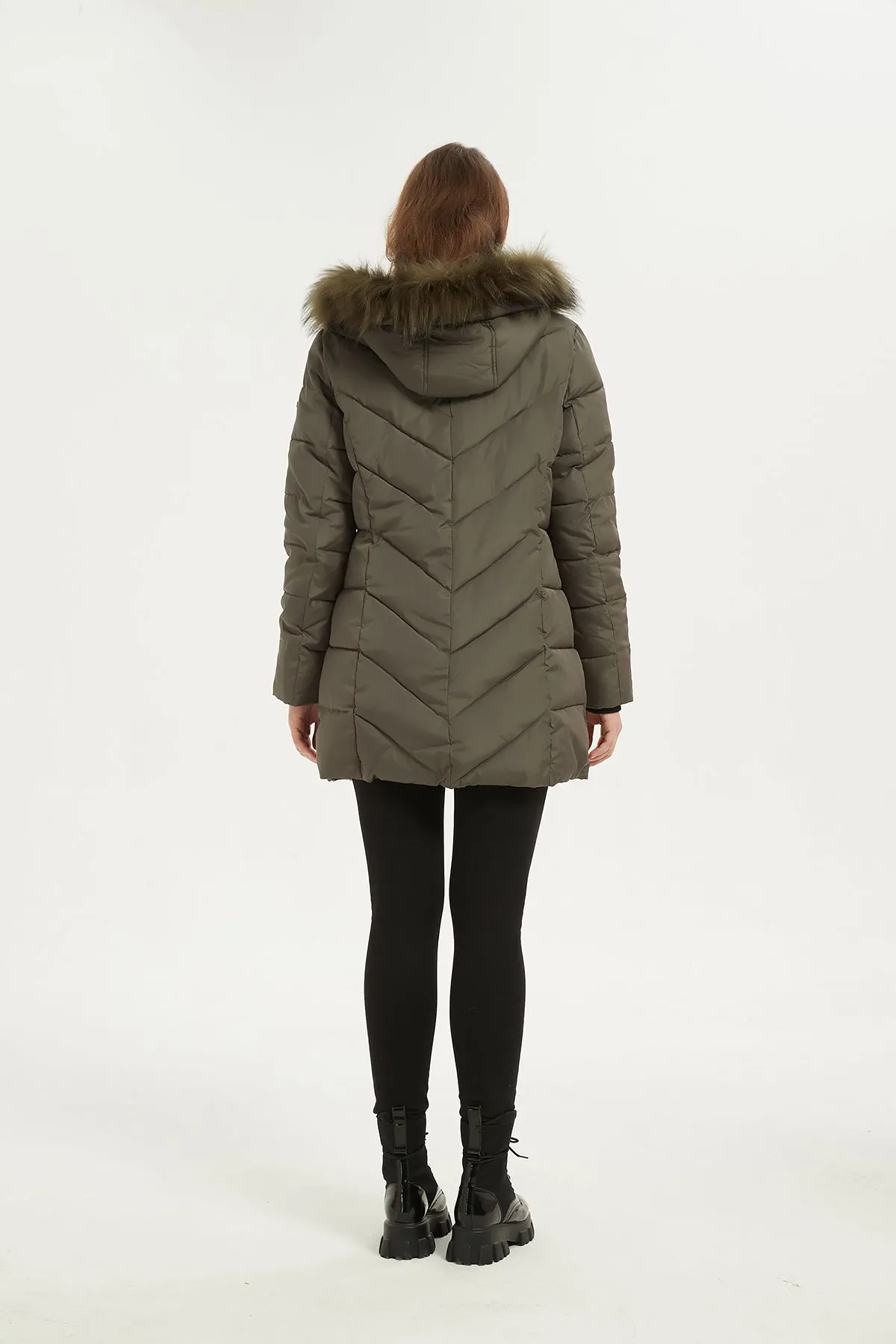 Quilted Puffer Coat & Jacket with faux fur hood