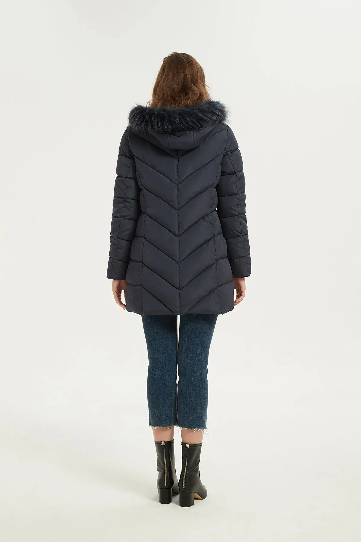 Quilted Puffer Coat & Jacket with faux fur hood