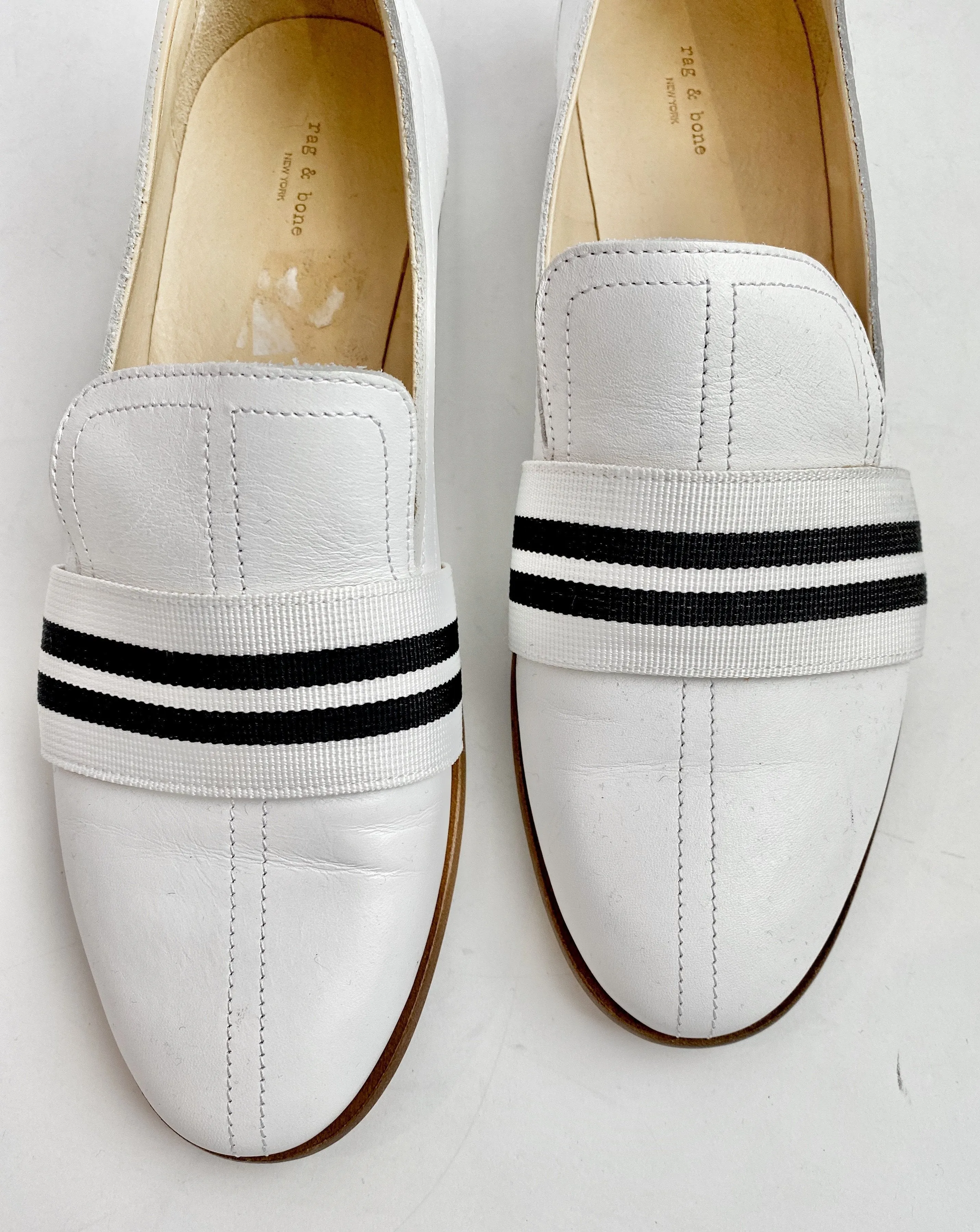 Rag & Bone White Leather Loafers