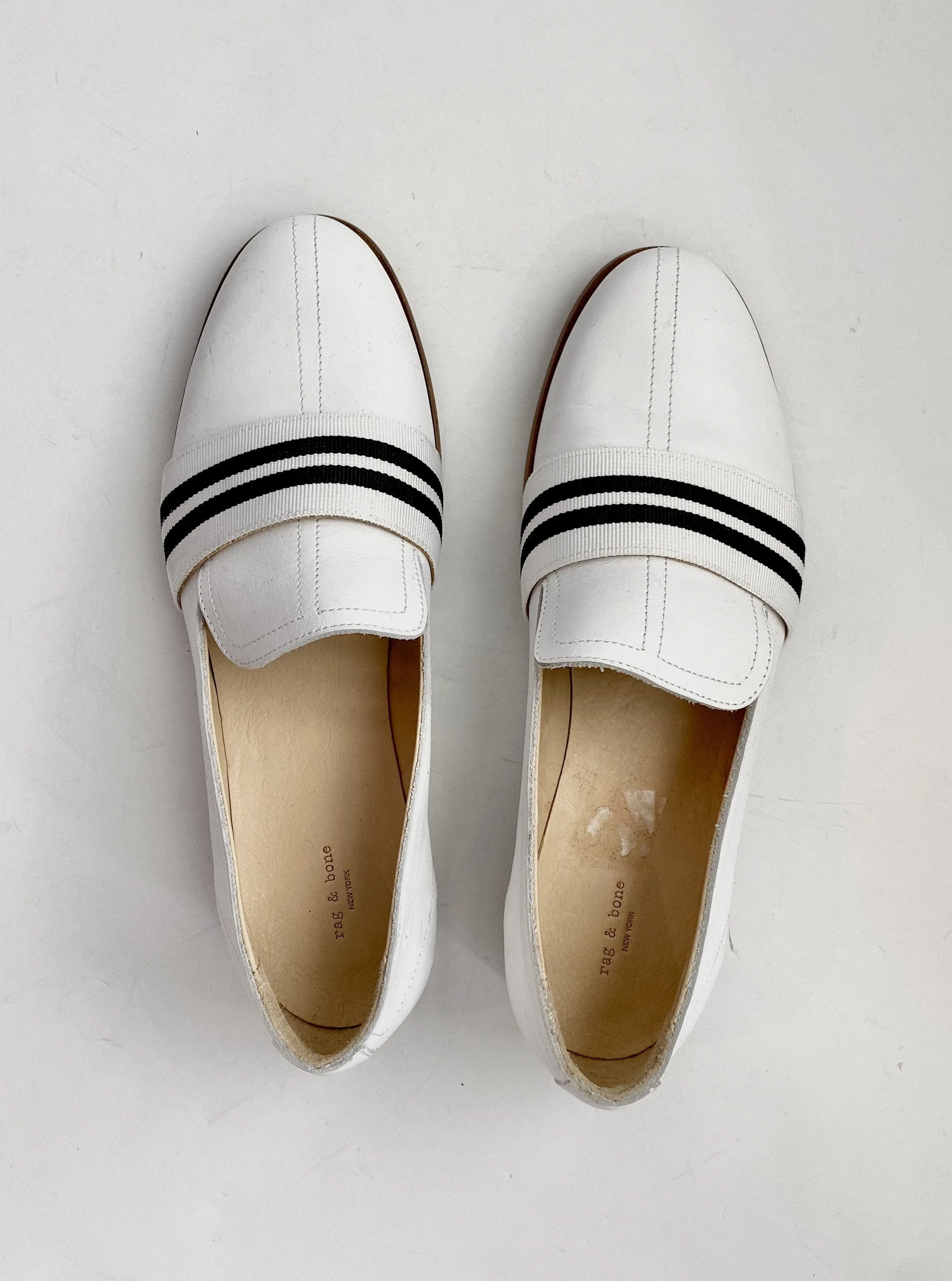 Rag & Bone White Leather Loafers