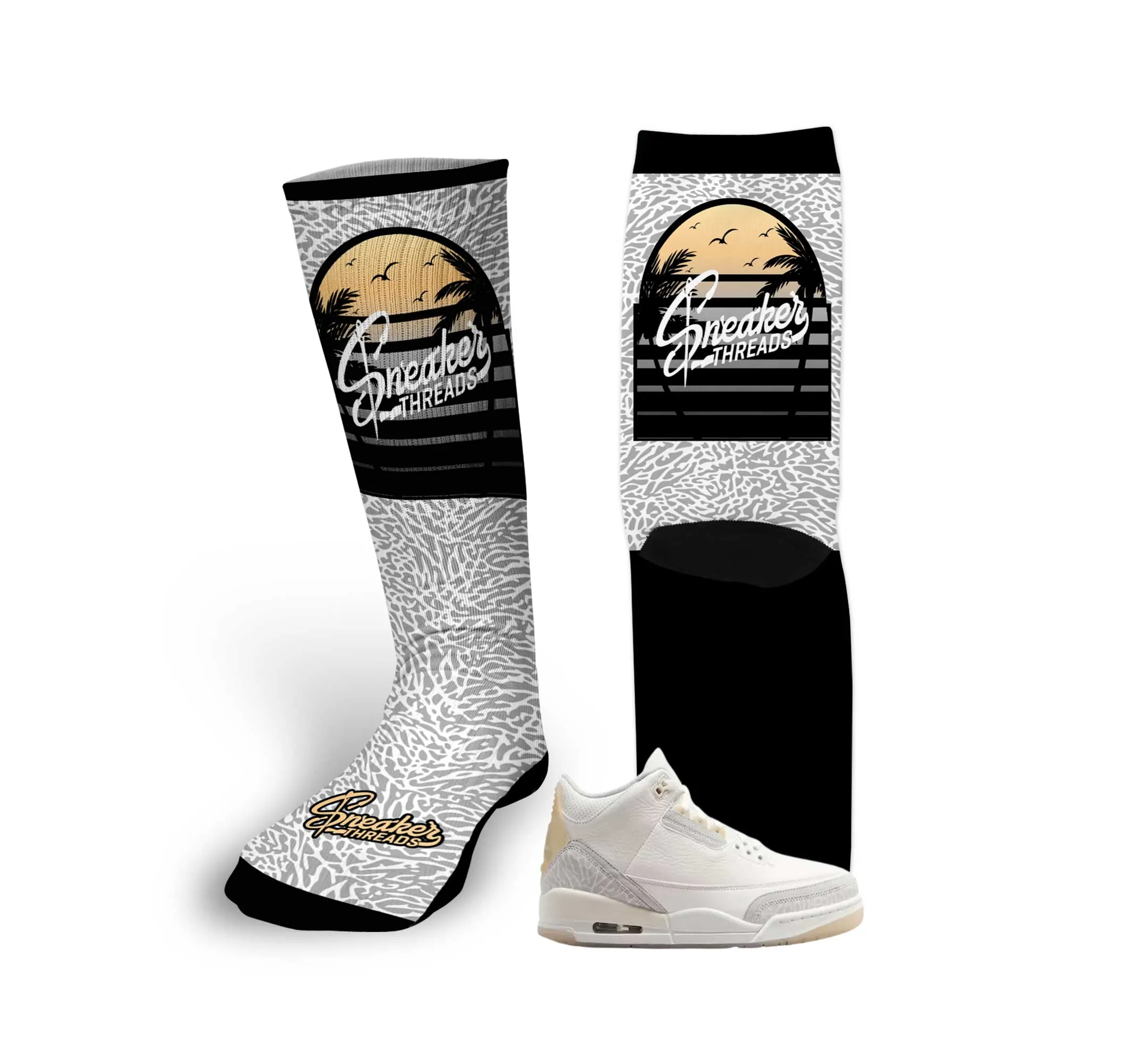 Retro 3 Ivory Socks - ST Sunset