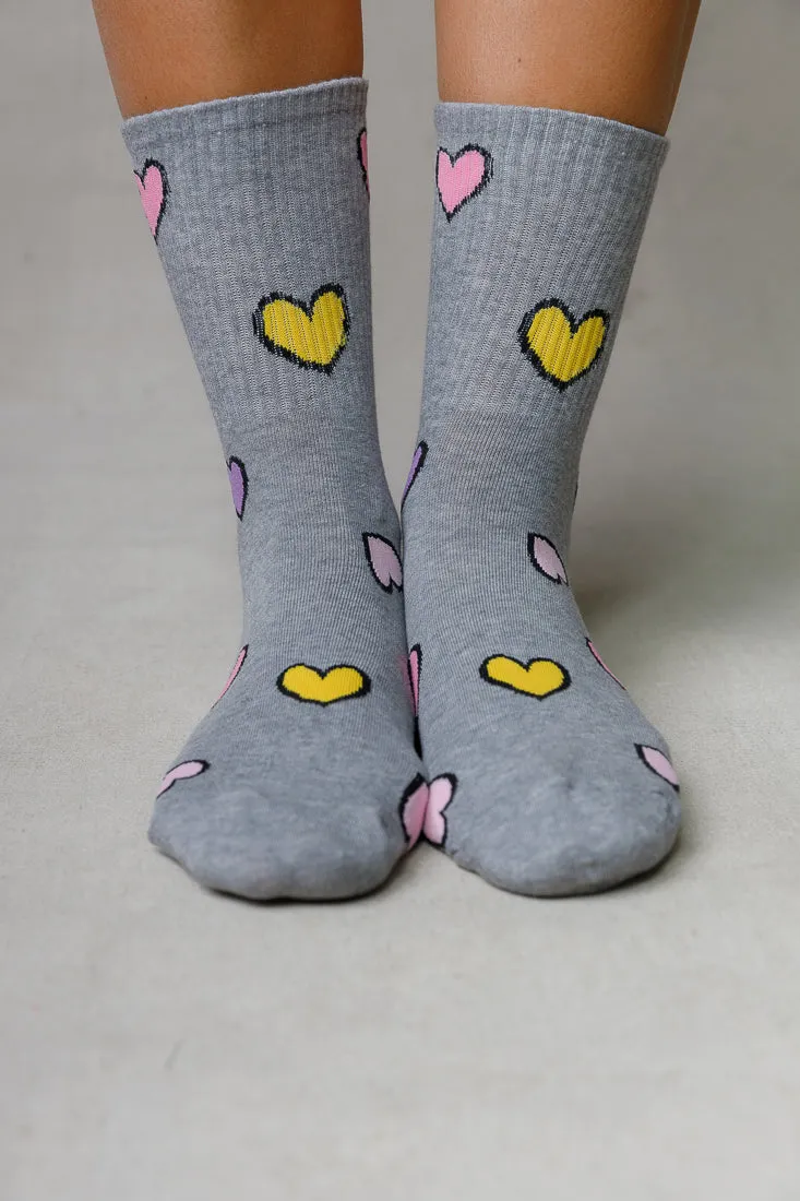 RIB HEART ALL OVER SOCKS