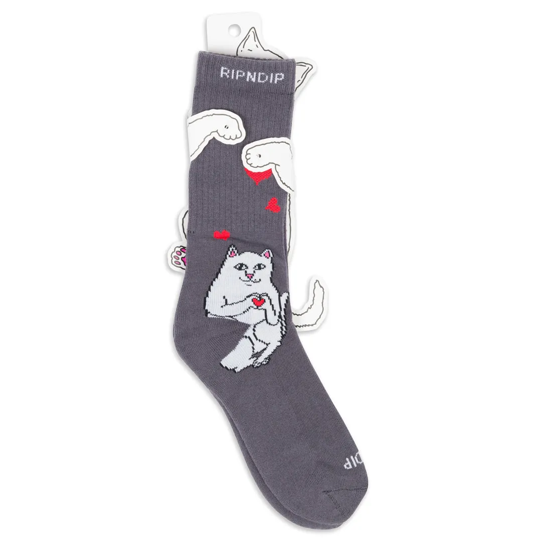 RIPNDIP NERM LOVE SOCKS-CHARCOAL