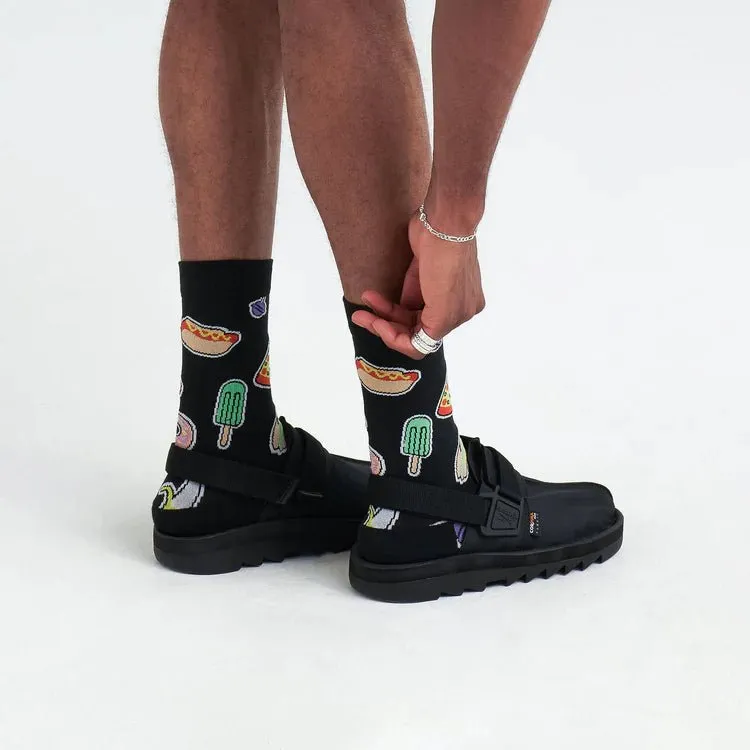 SAXX Men's Whole Package Crew Sock - Sticker Snacks- Black