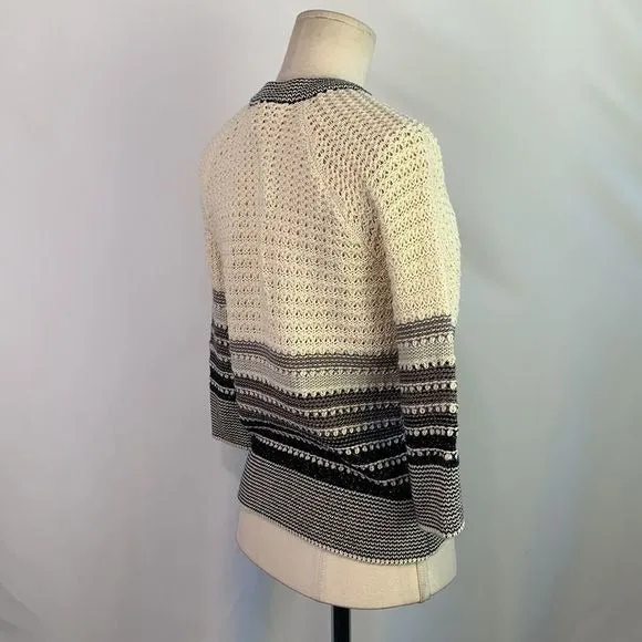 St.Johncream black striped metallic cardigan