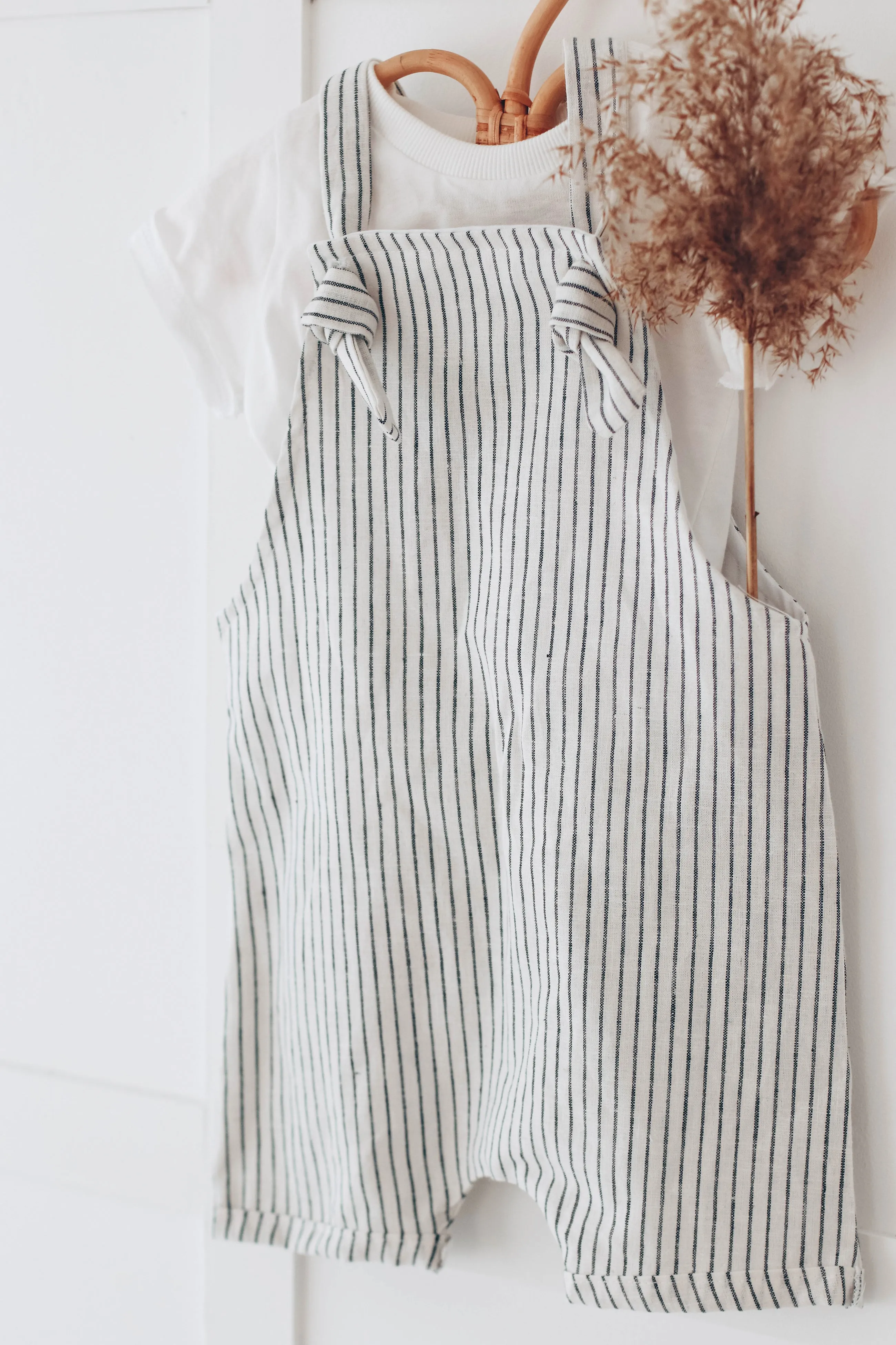 Stripe Linen short leg romper