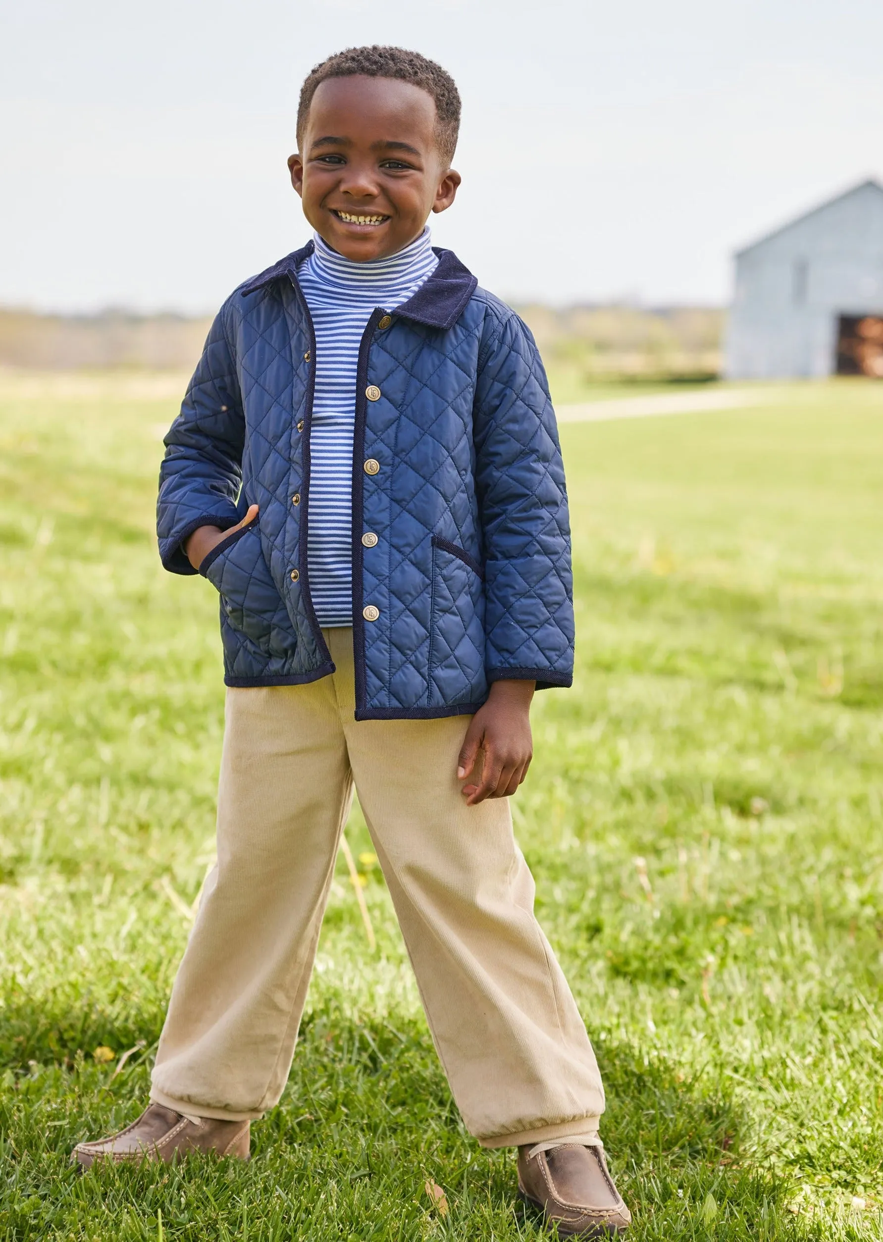 Striped Turtleneck - Gray Blue