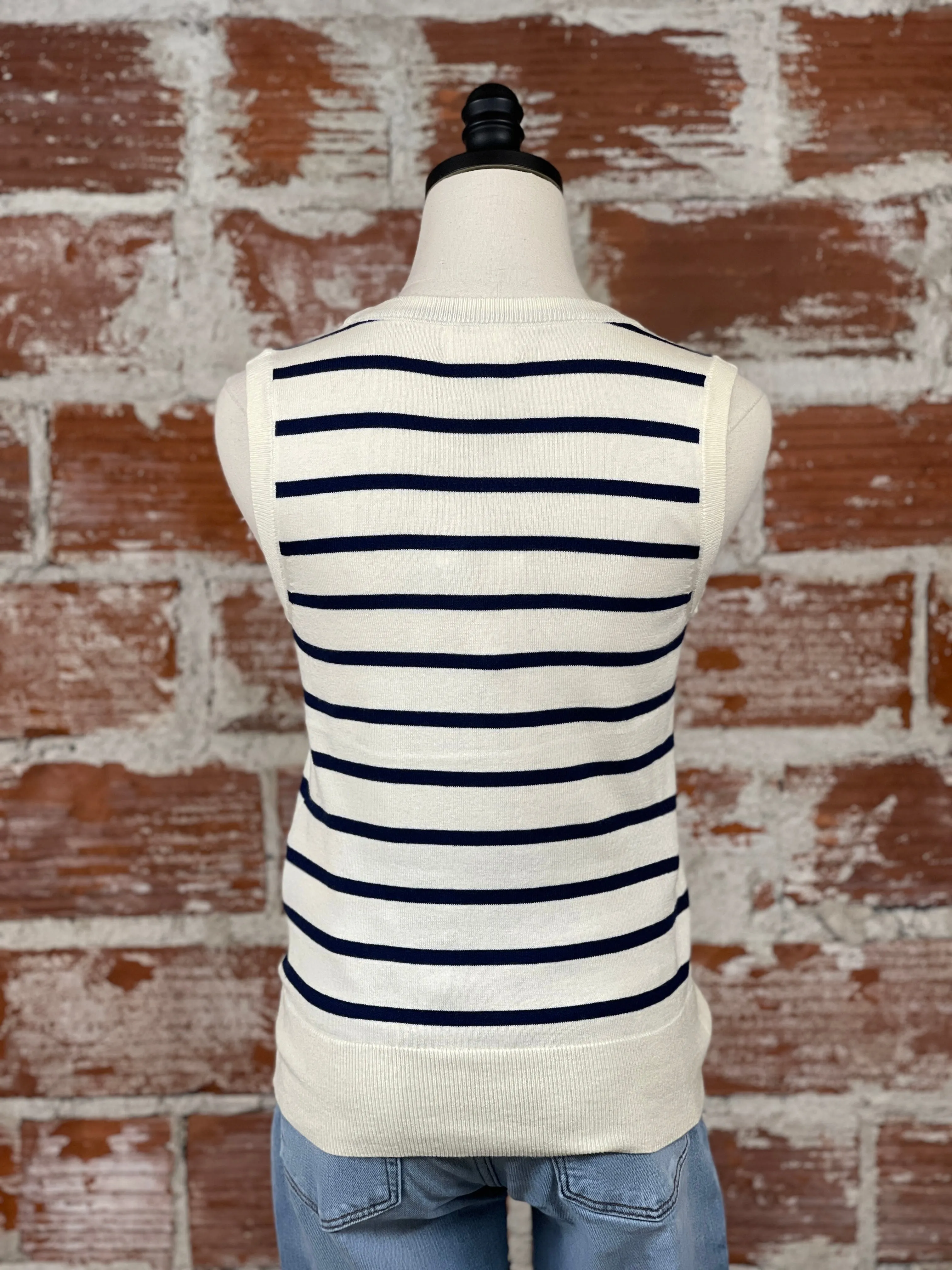 Thread and Supply Elsa Sweater Tank in Ivory and Navy