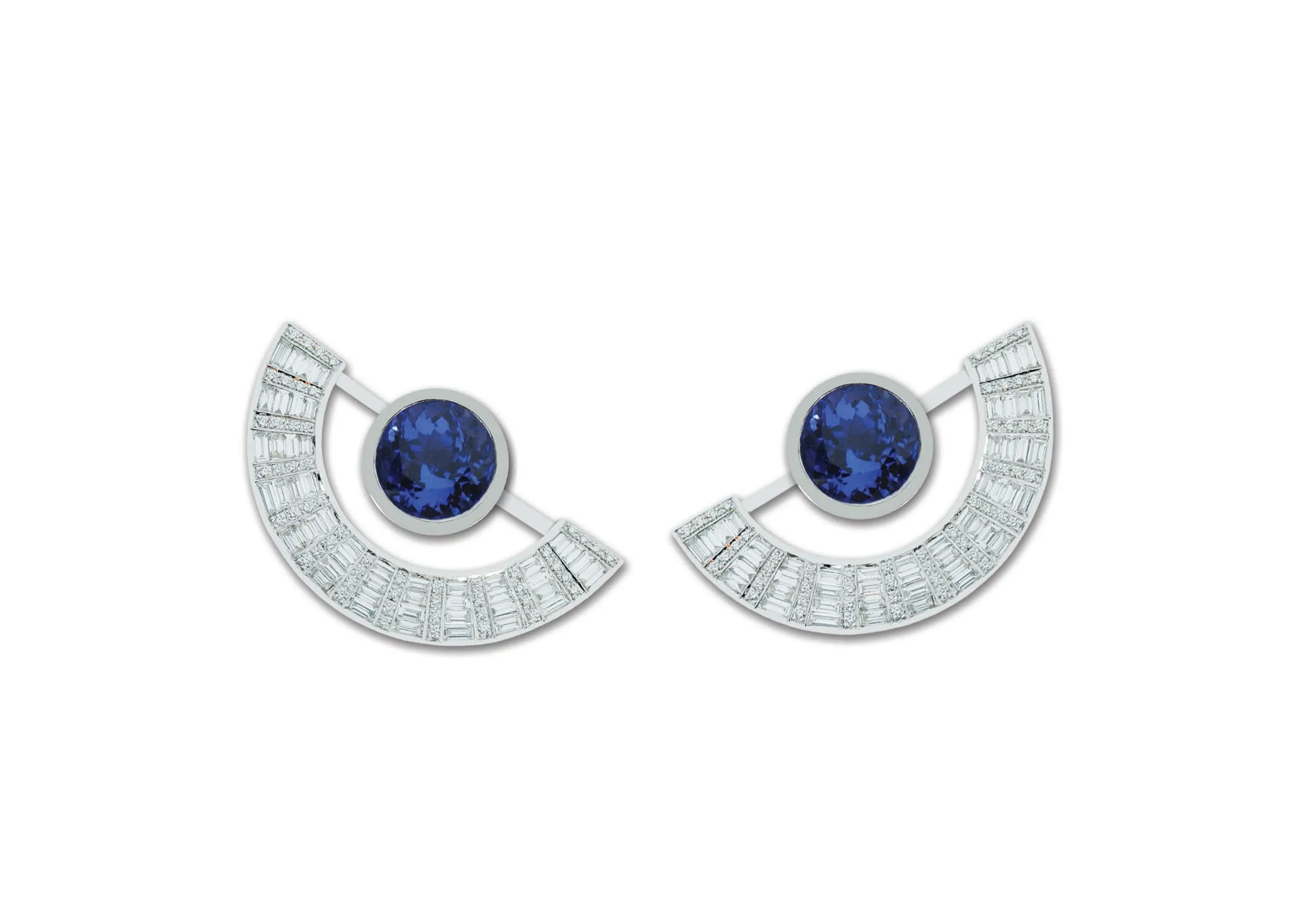 Twist Reflection Tanzanite Diamond Double Jacket Earrings