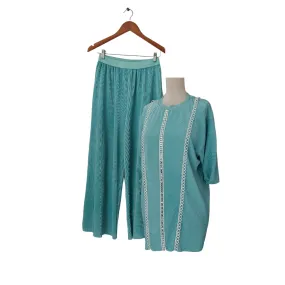 Wardah Saleem Turquoise Mirror-work Co-ord Set | Pre Loved |