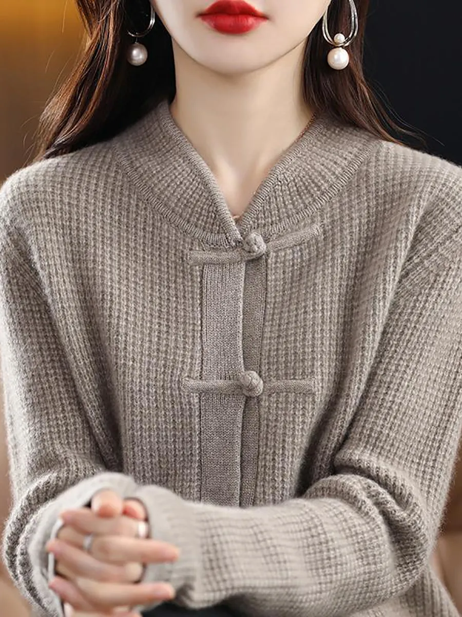 Women Casual Winter Wool Solid Knitted Sweater