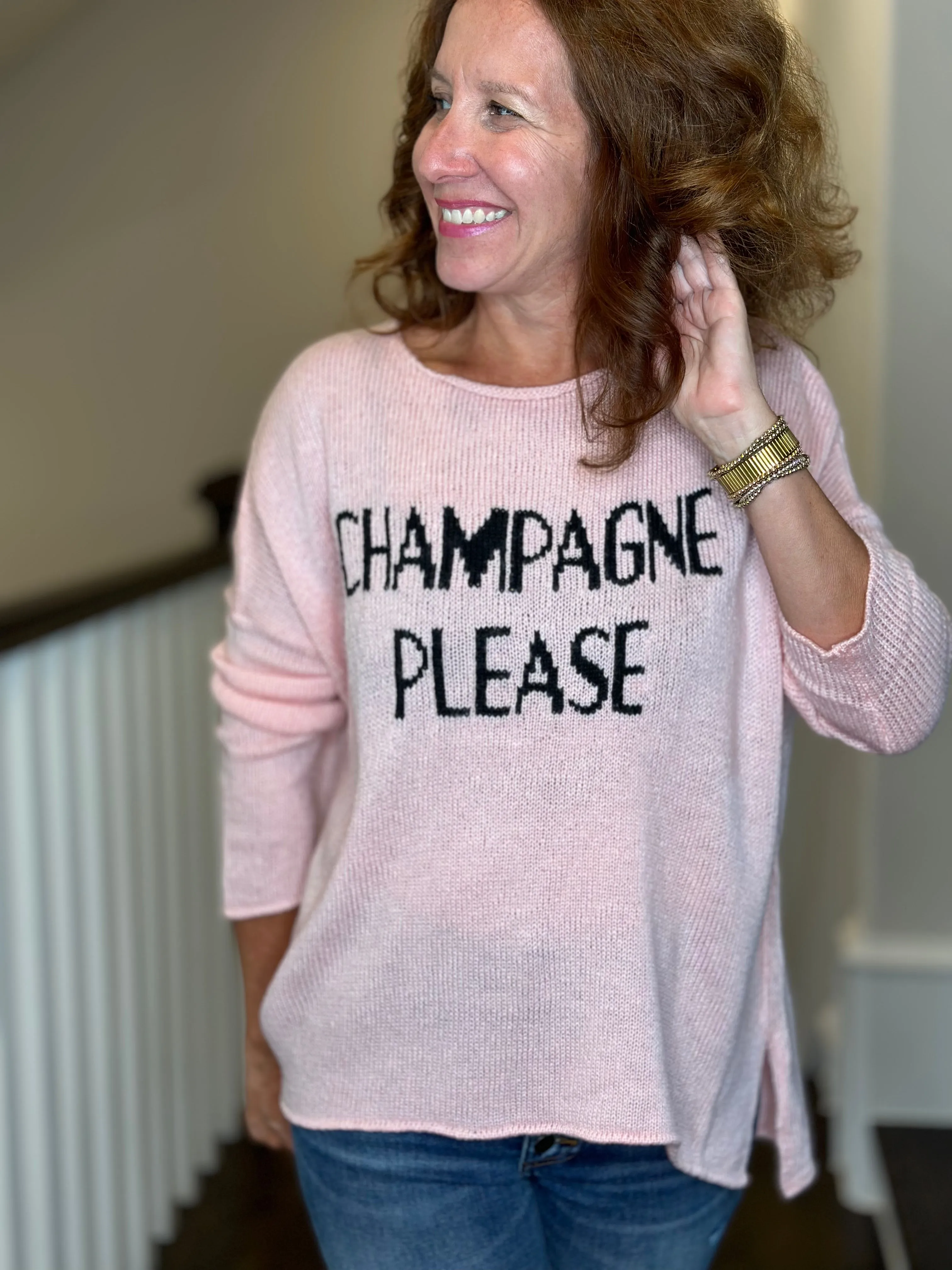 Wooden Ships Champagne Please Crew Sweater in Conch