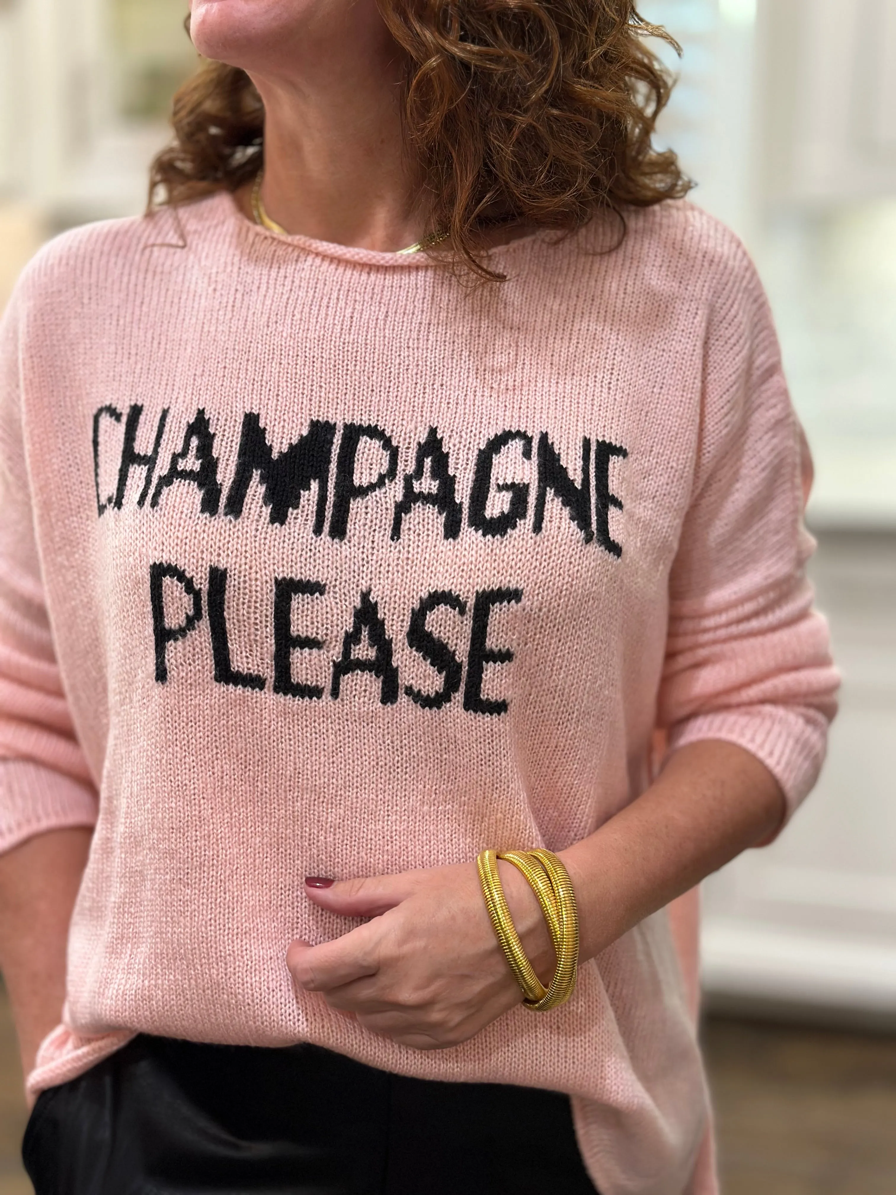 Wooden Ships Champagne Please Crew Sweater in Conch