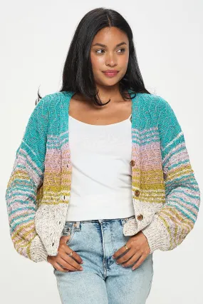 Zig Zag Mosaic Stripe Knit Cardigan Sweater